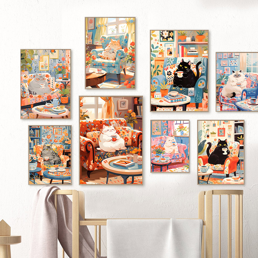Coffee Tea Picture - Engraçado Animal Wall Art Poster, Pintura
