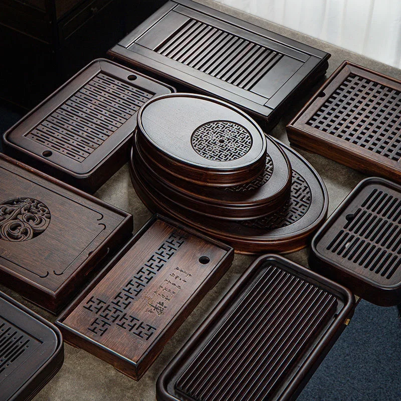 Bamboo Tea Tray - Bandeja Redonda De Bambu Natural, mesa