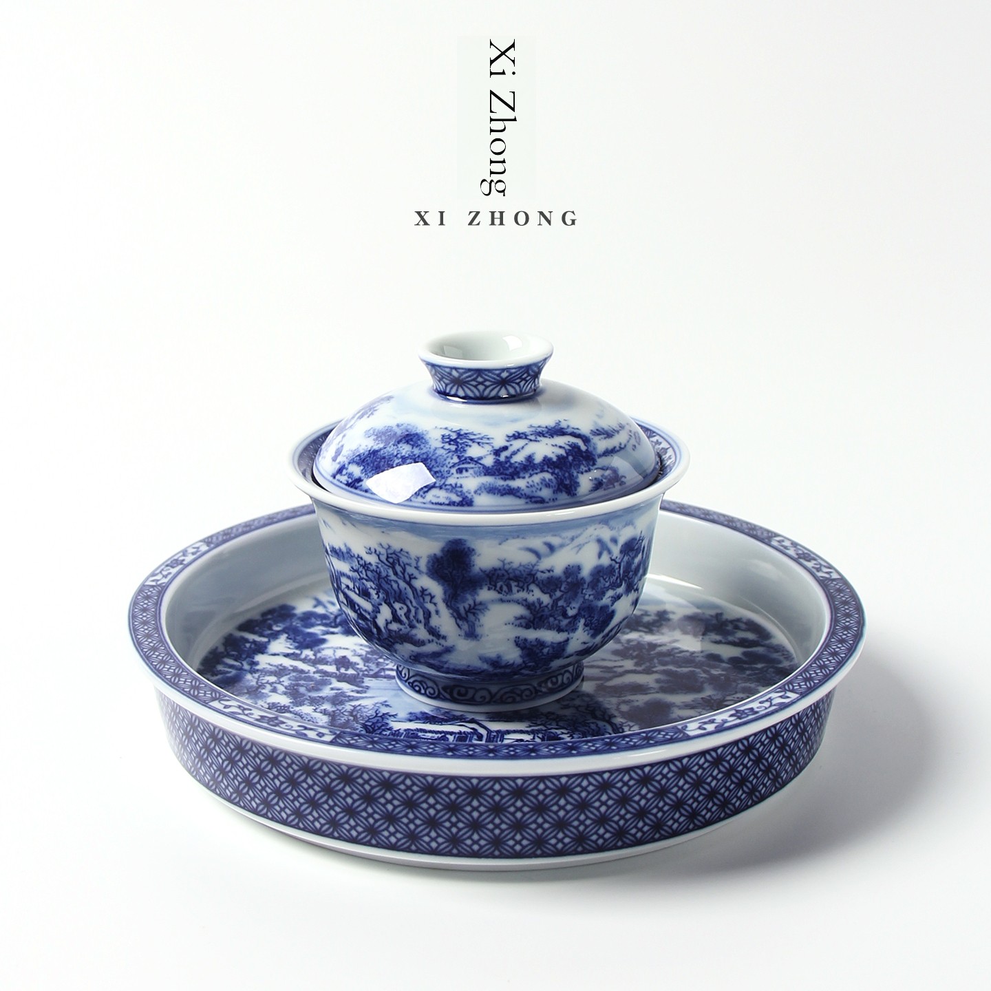 Gongfu Tea Set - Conjunto de Chá de Cerâmica Azul