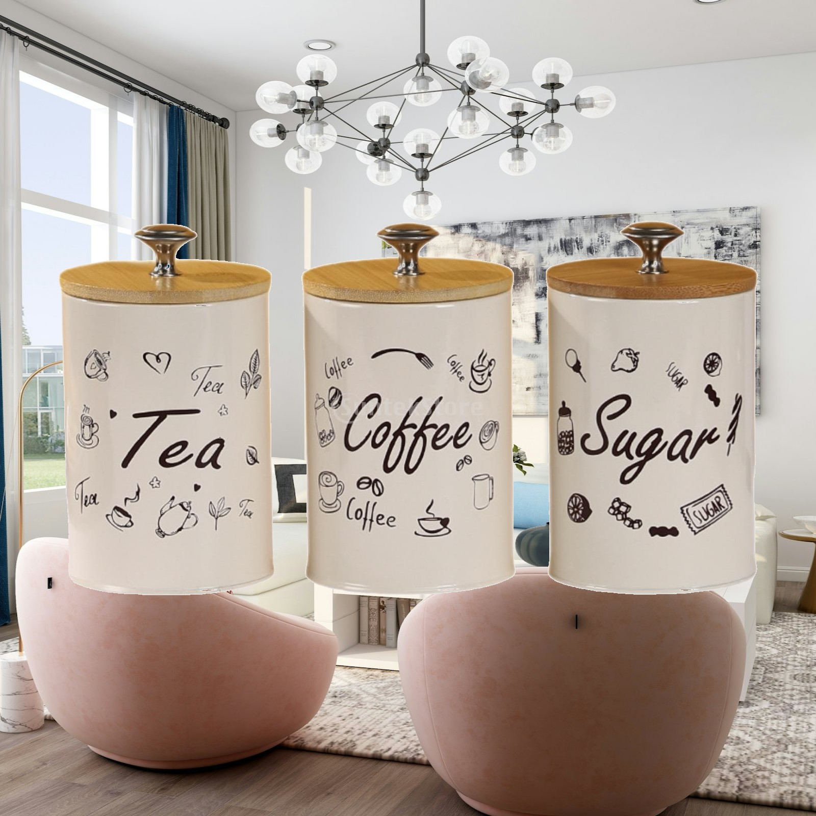 Canister Coffee Sugar Tea - Conjunto de Latas para Café, Chá