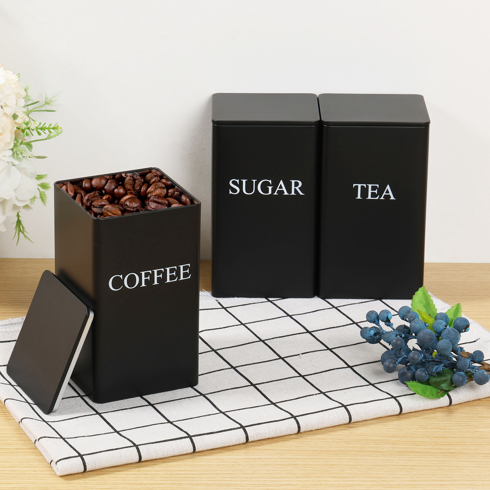 Canister Coffee Sugar Tea - 3 pçs caixas de armazenamento de