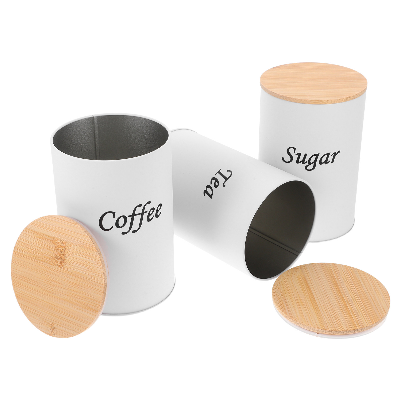 Canister Coffee Sugar Tea - Conjunto de 3 Latas Redondas Herméticas