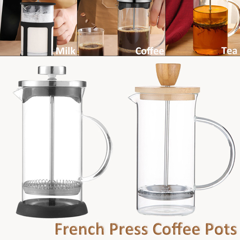 French Press Glass - Cafeteira francesa de vidro de aço