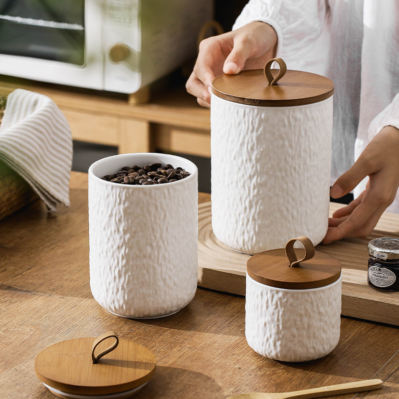 Canister Coffee Sugar Tea - Recipiente de cerâmica para armazenamento de
