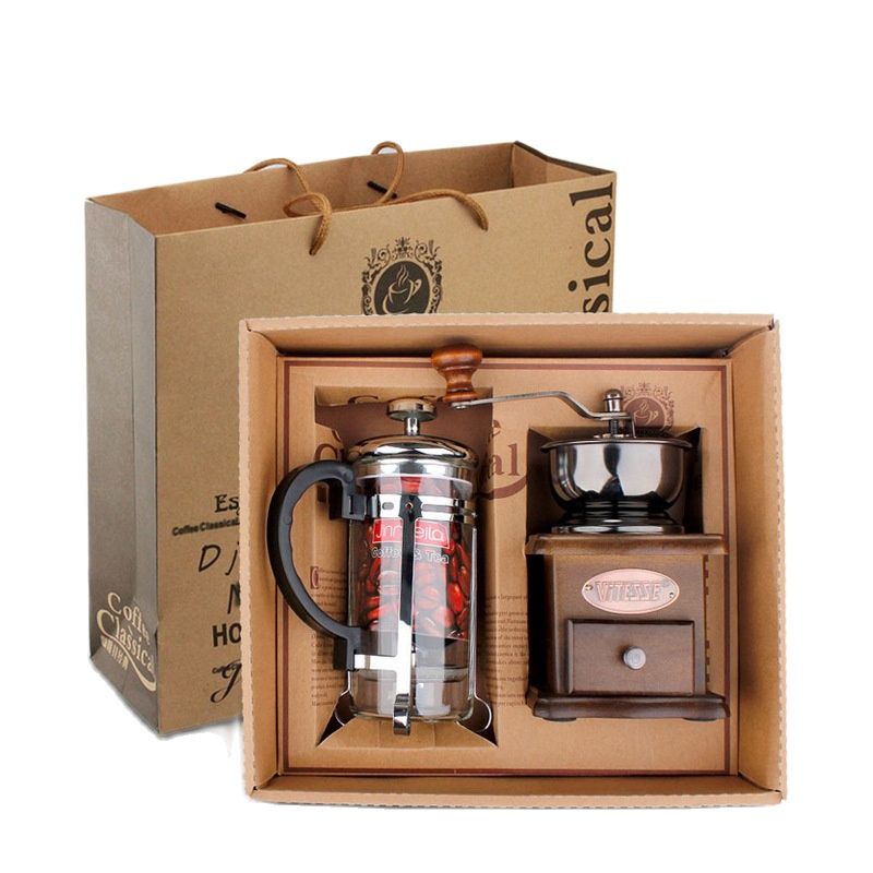 French Press Glass - Conjunto de moedor de café para