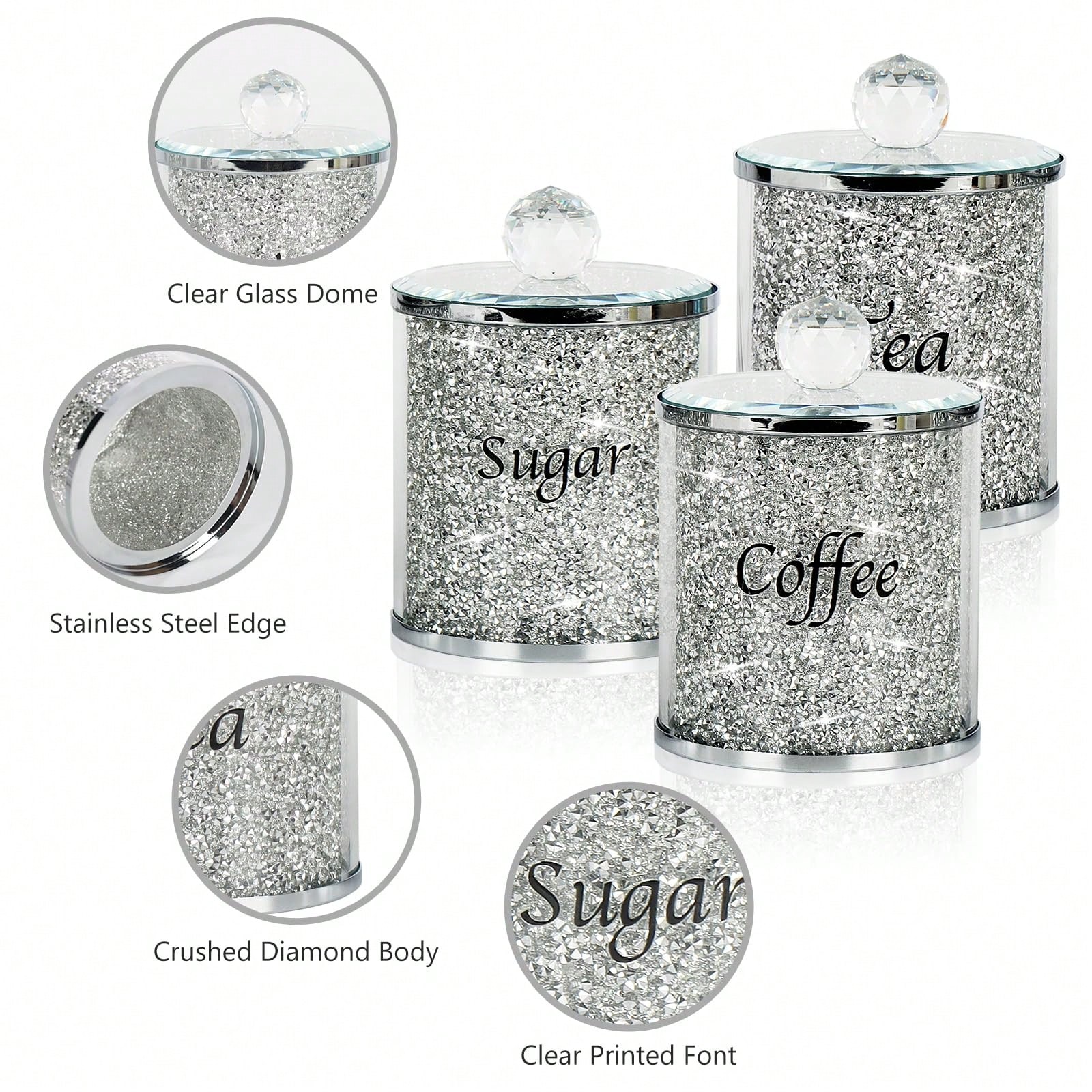 Canister Coffee Sugar Tea - Conjunto de Potes para Café, Açúcar