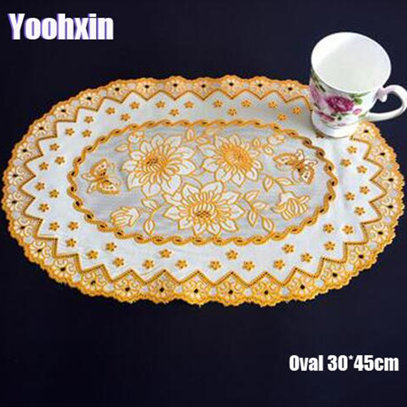 Coffee Tea Place - Quente oval laço pvc ouro plástico