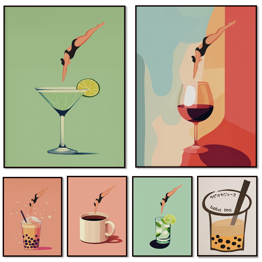 Coffee Tea Picture - Arte de parede de vinho, gin