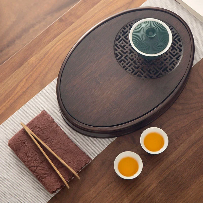 Bandeja Redonda De Bambu Natur - Bamboo Tea Tray avaliação e preço