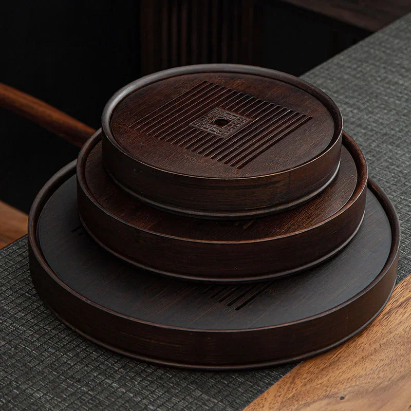 Bandeja Redonda De Bambu Natur - Bamboo Tea Tray avaliação e preço
