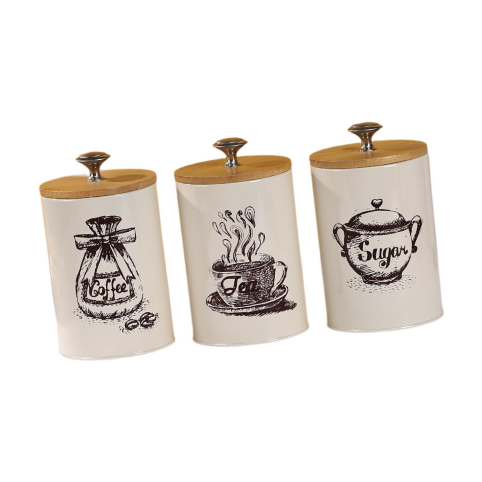 Conjunto de Latas para Café, C - Canister Coffee Sugar Tea avaliação e preço