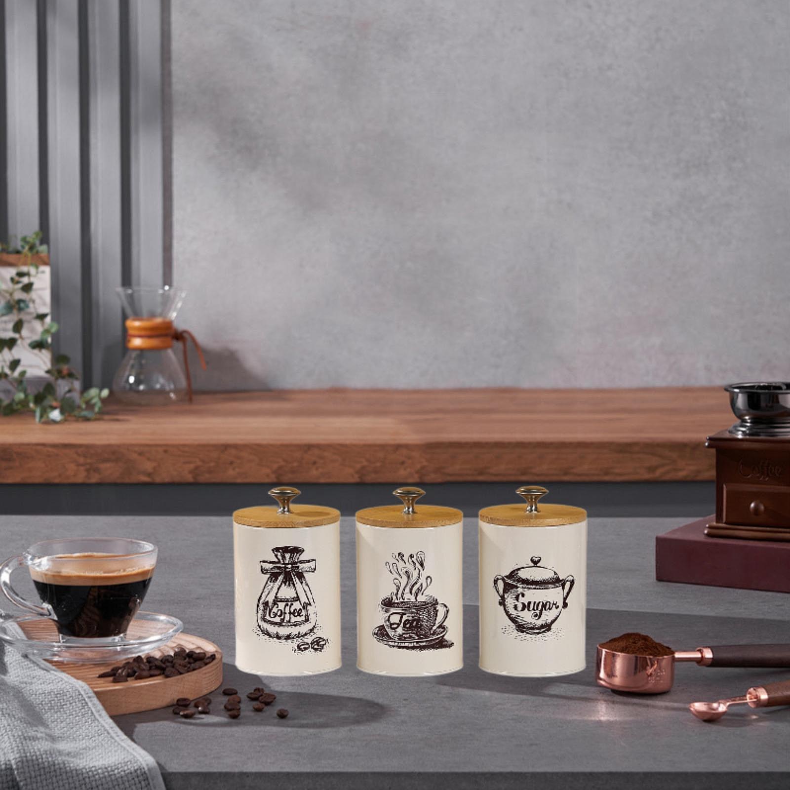 Conjunto de Latas para Café, C - Canister Coffee Sugar Tea avaliação e preço