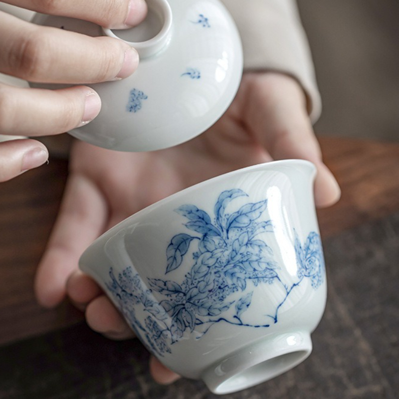 Antigo azul branco porcelana g - Gongfu Tea Set avaliação e preço