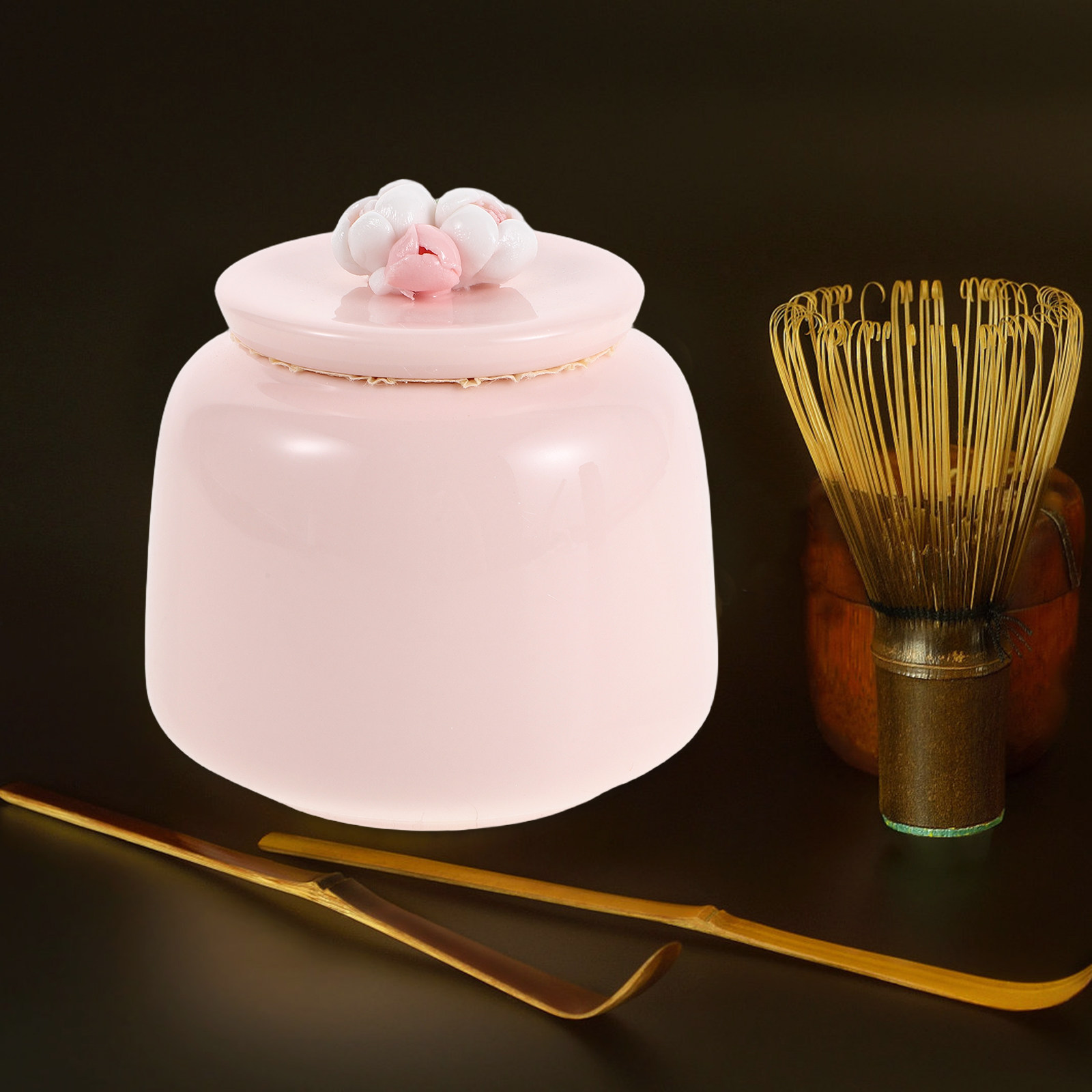 Pote de Chá de Cerâmica Rosa,  - Canister Coffee Sugar Tea avaliação e preço