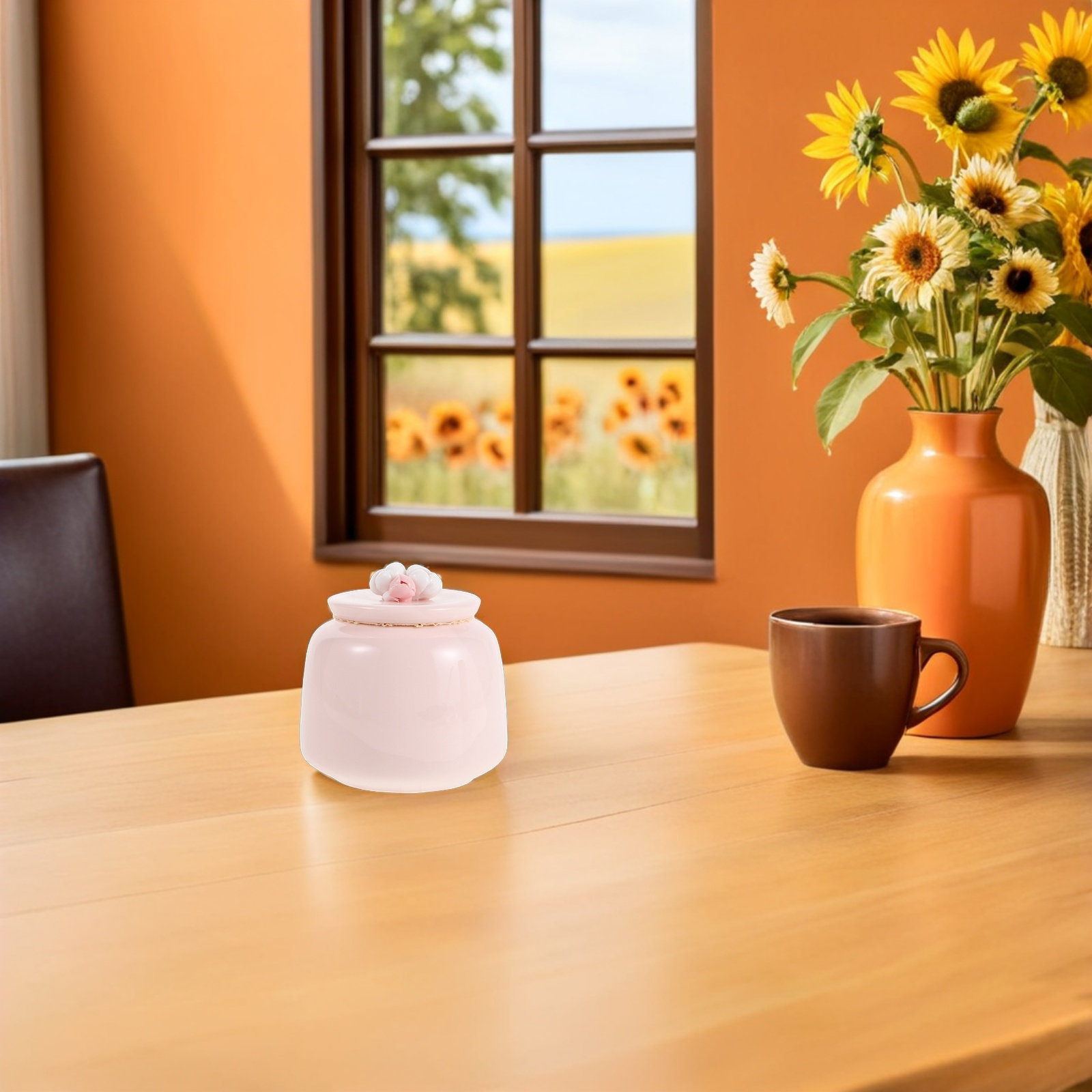 Pote de Chá de Cerâmica Rosa,  - Canister Coffee Sugar Tea avaliação e preço