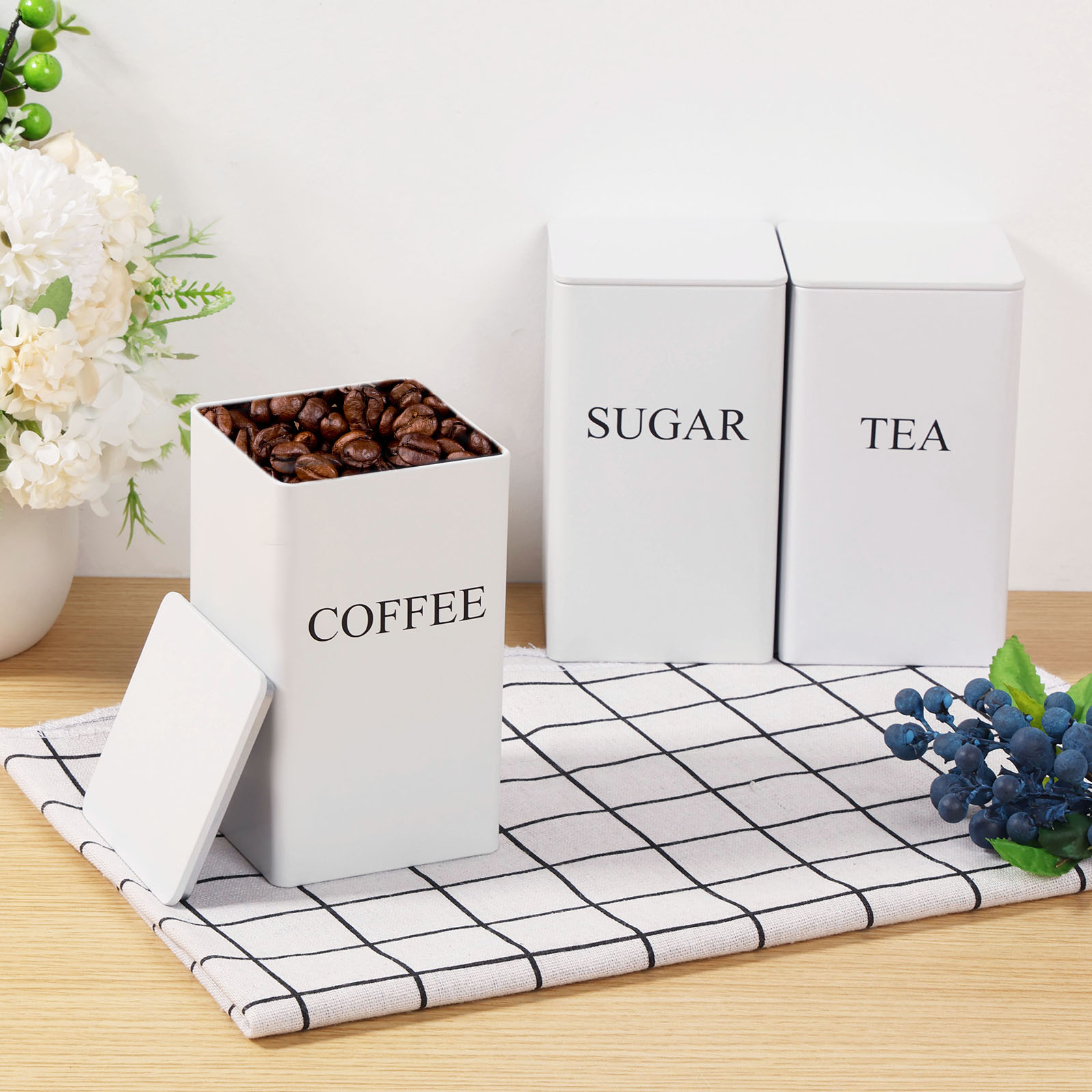 3 pçs caixas de armazenamento  - Canister Coffee Sugar Tea avaliação e preço