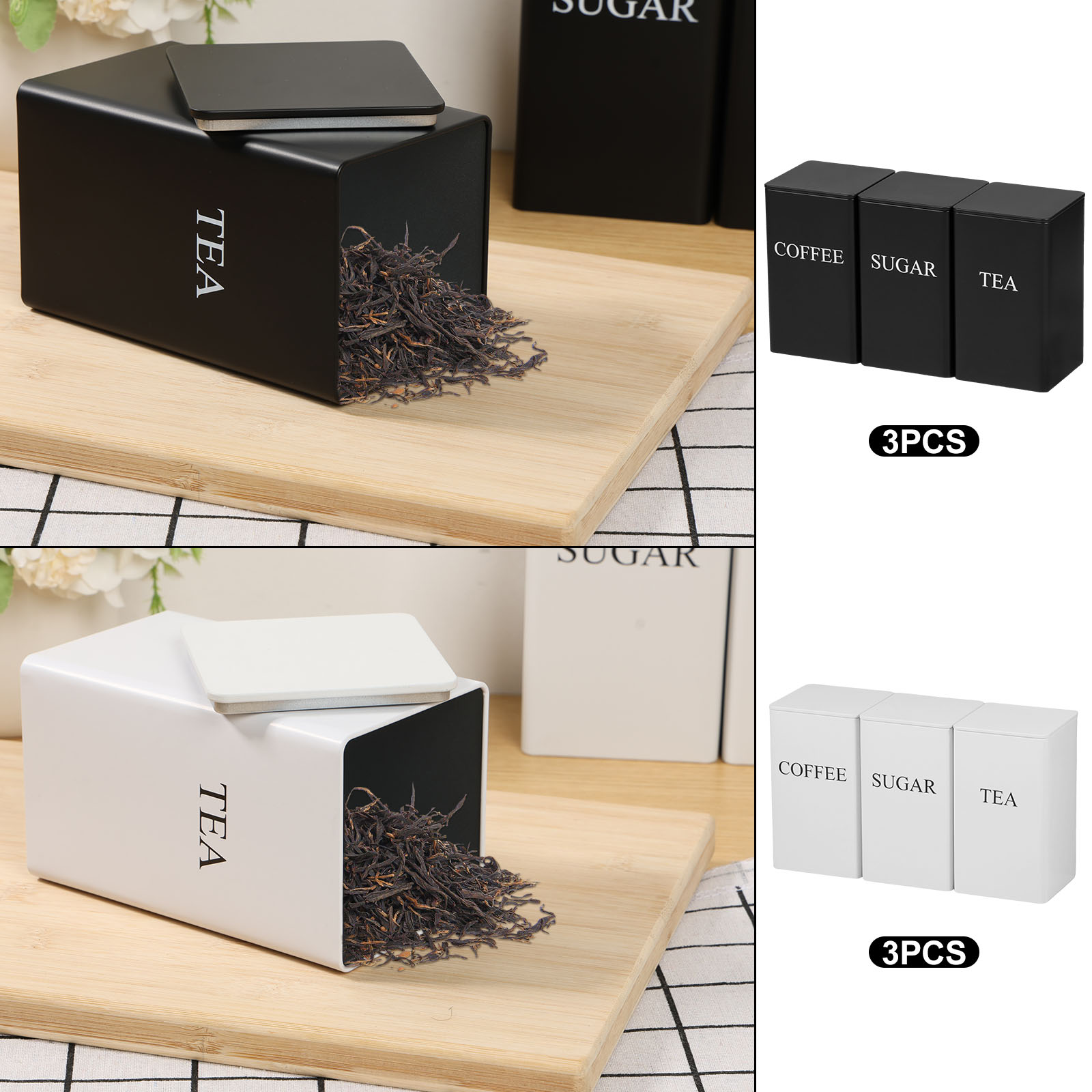 3 pçs caixas de armazenamento  - Canister Coffee Sugar Tea avaliação e preço