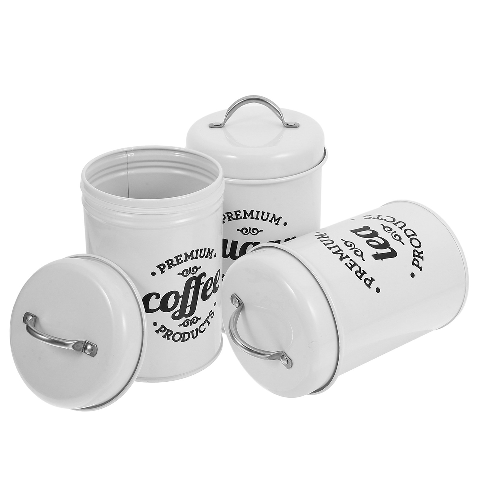 Conjunto de Recipientes Metáli - Canister Coffee Sugar Tea avaliação e preço