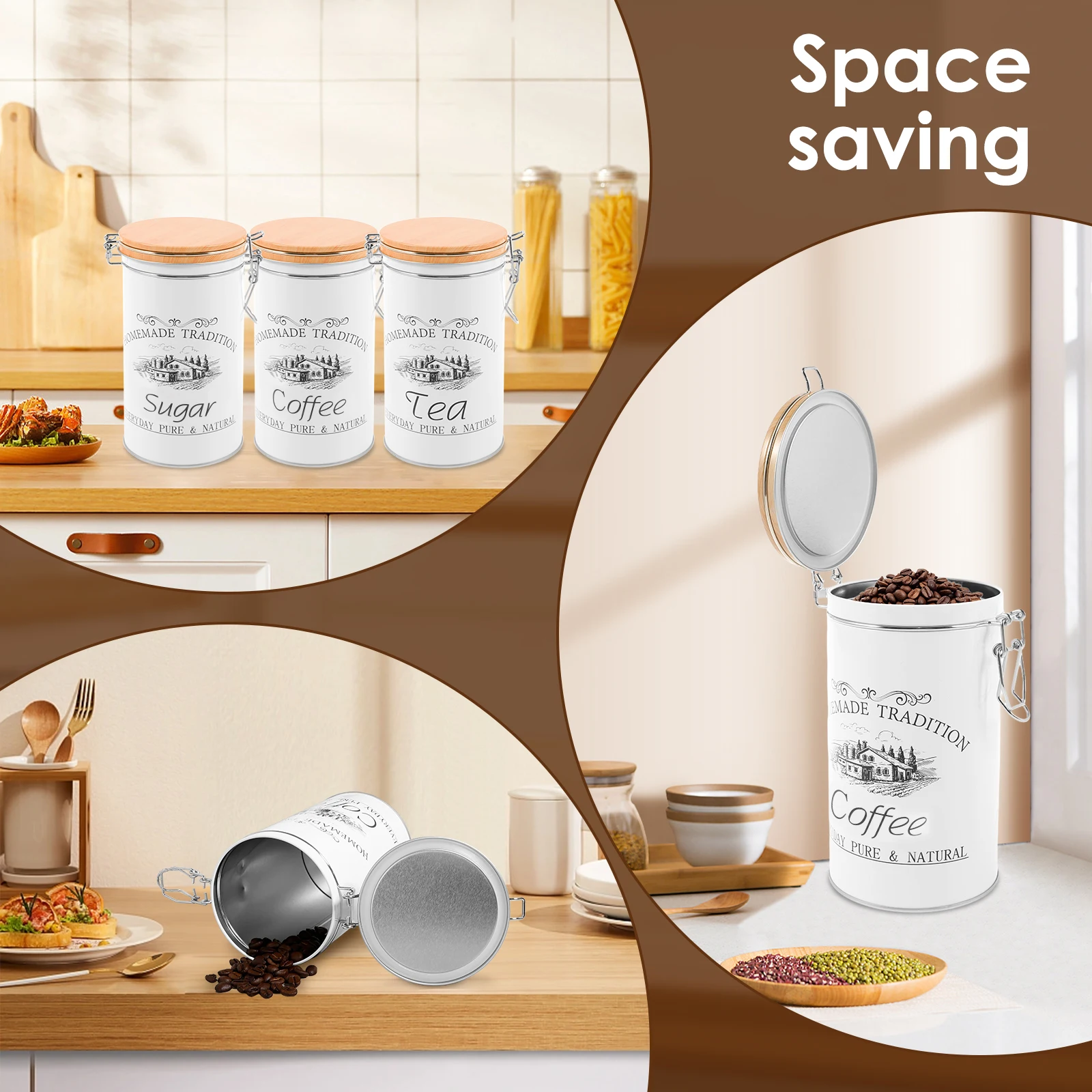3 pçs/set chá café açúcar vasi - Canister Coffee Sugar Tea avaliação e preço