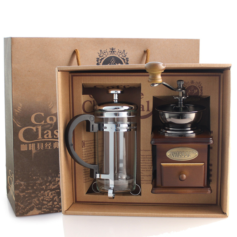 Conjunto de moedor de café par - French Press Glass avaliação e preço