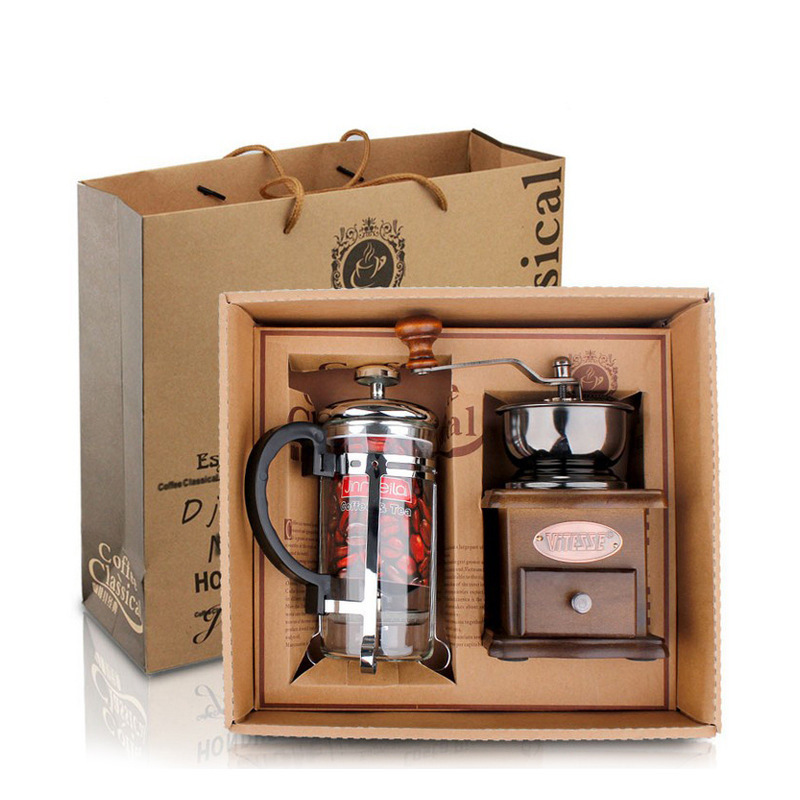 Conjunto de moedor de café par - French Press Glass avaliação e preço