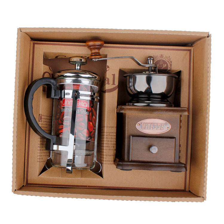 Conjunto de moedor de café par - French Press Glass avaliação e preço